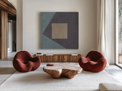 Blue Silk Abstract I by Avery Tillmon. Shown as extra-large giant wall art in a modern living room. Available as an archival giclee rolled canvas, fine art paper, or poster print. SKU 68410a.