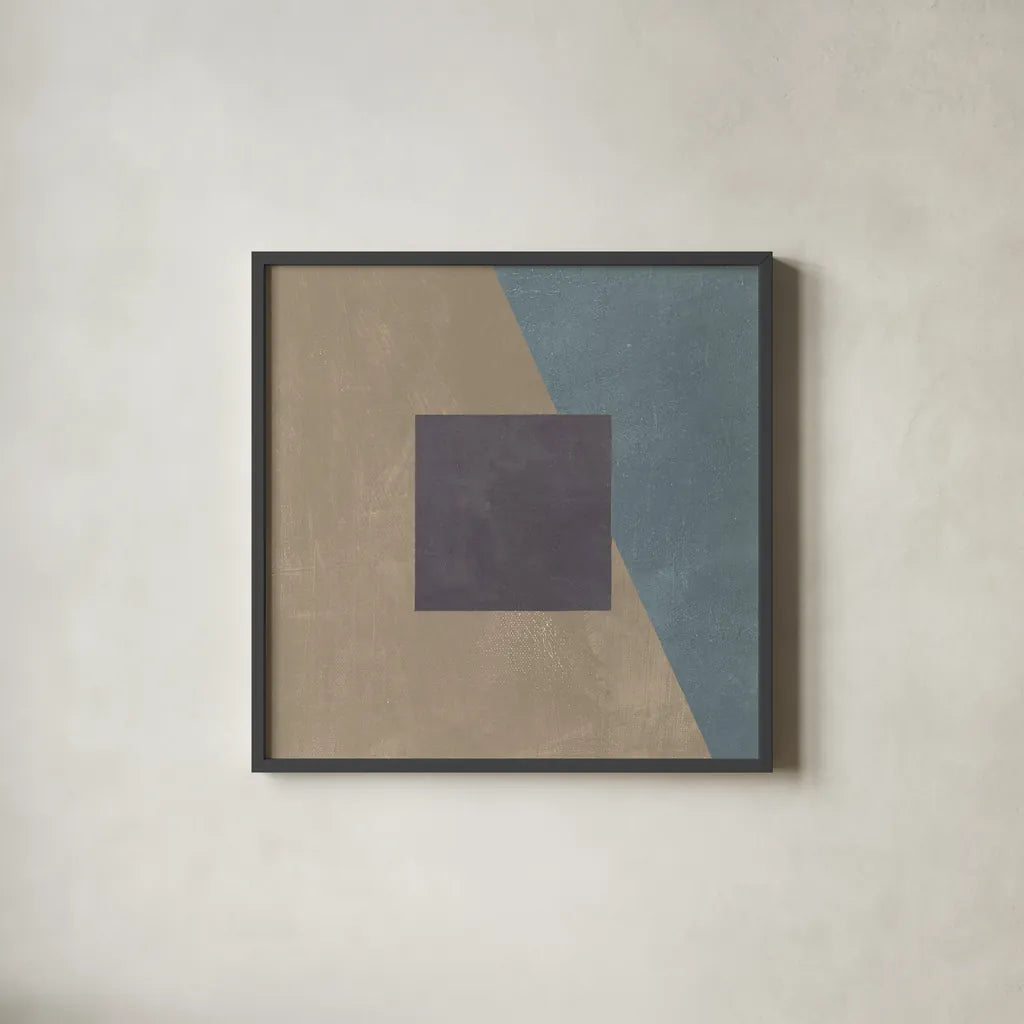 Blue Silk Abstract II by Avery Tillmon. Shown in a sleek black glass frame for a contemporary gallery look. Available as an archival giclee rolled canvas, fine art paper, or poster print. SKU 68411a.