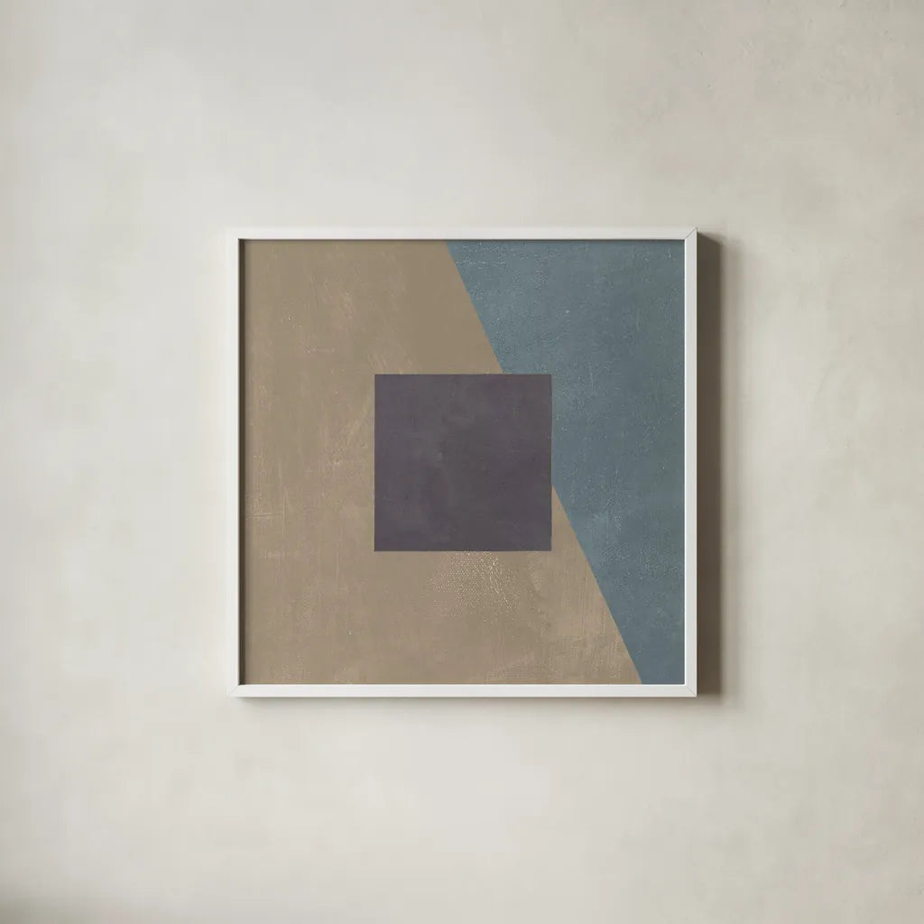 Blue Silk Abstract II by Avery Tillmon. Shown in a crisp white glass frame for a clean and minimalist style. Available as an archival giclee rolled canvas, fine art paper, or poster print. SKU 68411a.