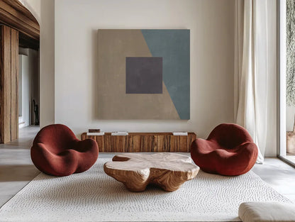Blue Silk Abstract II by Avery Tillmon. Shown as extra-large giant wall art in a modern living room. Available as an archival giclee rolled canvas, fine art paper, or poster print. SKU 68411a.