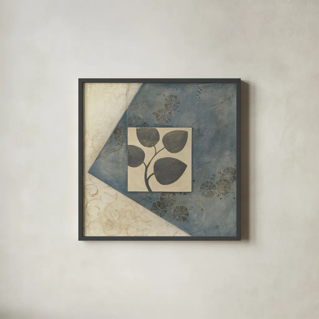 Blue Silk I by Avery Tillmon. Shown in a sleek black glass frame for a contemporary gallery look. Available as an archival giclee rolled canvas, fine art paper, or poster print. SKU 49696a.
