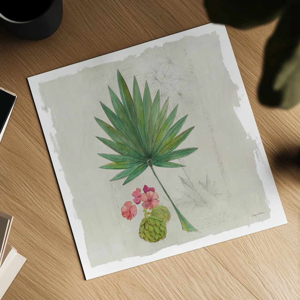 Botanical Journal II Light Sq by Avery Tillmon. Shown as a detailed flat fine art print, highlighting archival giclee quality. Available as an archival giclee rolled canvas, fine art paper, or poster print. SKU 56509a.