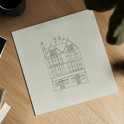 Buildings of London I Sq by Avery Tillmon. Shown as a detailed flat fine art print, highlighting archival giclee quality. Available as an archival giclee rolled canvas, fine art paper, or poster print. SKU 80662a.