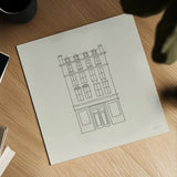 Buildings of London II Sq by Avery Tillmon. Shown as a detailed flat fine art print, highlighting archival giclee quality. Available as an archival giclee rolled canvas, fine art paper, or poster print. SKU 80663a.