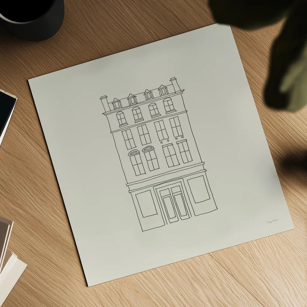 Buildings of London II Sq by Avery Tillmon. Shown as a detailed flat fine art print, highlighting archival giclee quality. Available as an archival giclee rolled canvas, fine art paper, or poster print. SKU 80663a.