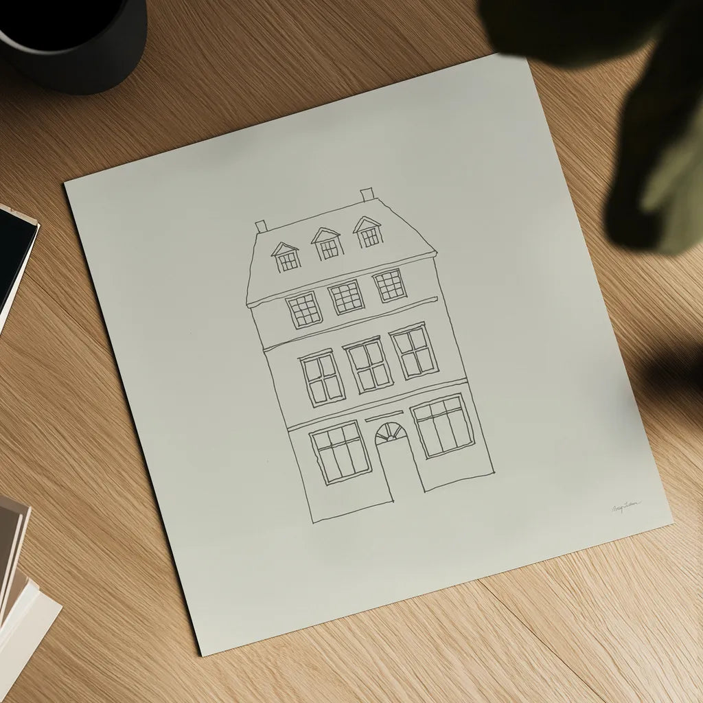 Buildings of London IV Sq by Avery Tillmon. Shown as a detailed flat fine art print, highlighting archival giclee quality. Available as an archival giclee rolled canvas, fine art paper, or poster print. SKU 80665a.