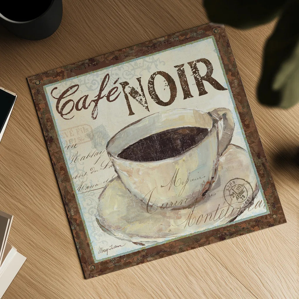 Cafe du Matin II by Avery Tillmon. Shown as a detailed flat fine art print, highlighting archival giclee quality. Available as an archival giclee rolled canvas, fine art paper, or poster print. SKU 1003a.