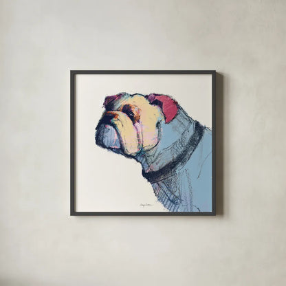 Castor Watercolor Pastel by Avery Tillmon. Shown in a sleek black glass frame for a contemporary gallery look. Available as an archival giclee rolled canvas, fine art paper, or poster print. SKU 54622a.