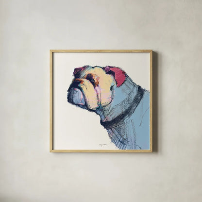 Castor Watercolor Pastel by Avery Tillmon. Shown in a natural wood glass frame for a timeless modern aesthetic. Available as an archival giclee rolled canvas, fine art paper, or poster print. SKU 54622a.