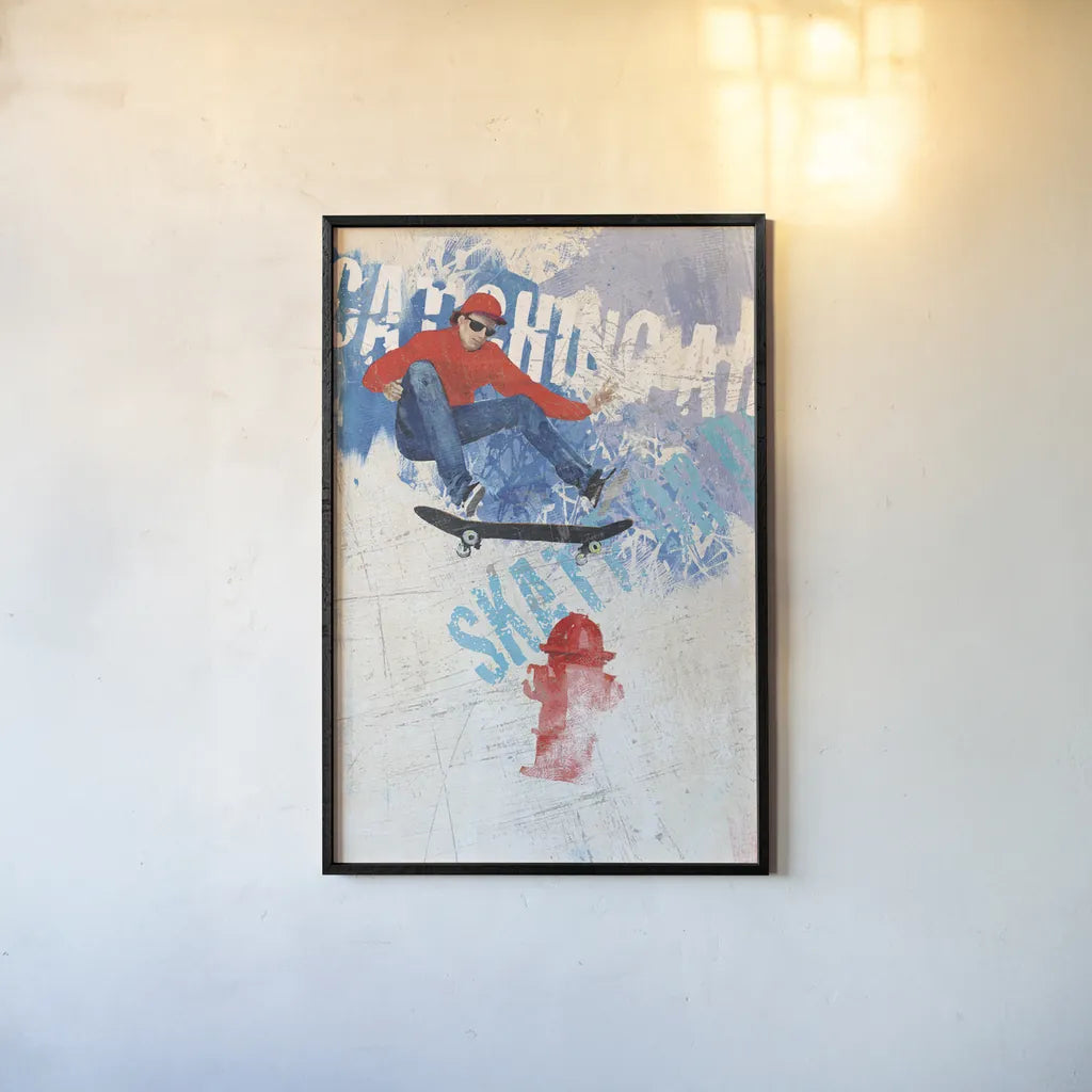 Catching Air I by Avery Tillmon. shown as a paper print in a black flame. Available as a archival giclee rolled canvas, fine art paper, or poster print. SKU 38799h.