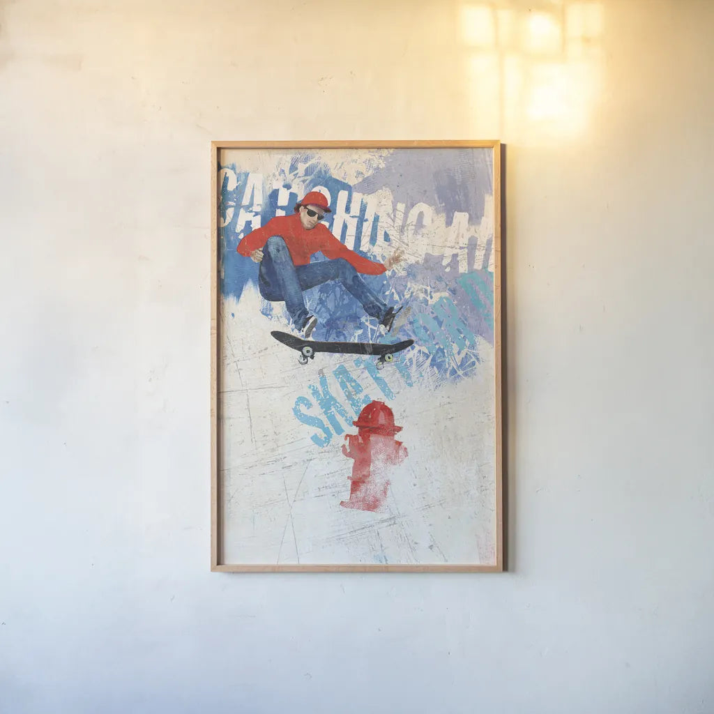 Catching Air I by Avery Tillmon. shown as a paper print in a natural frame. Available as a archival giclee rolled canvas, fine art paper, or poster print. SKU 38799h.