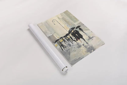 City In The Rain by Avery Tillmon. shown as a rolled paper print. Available as archival giclee rolled canvas, fine art paper, or poster print. SKU 8919h.