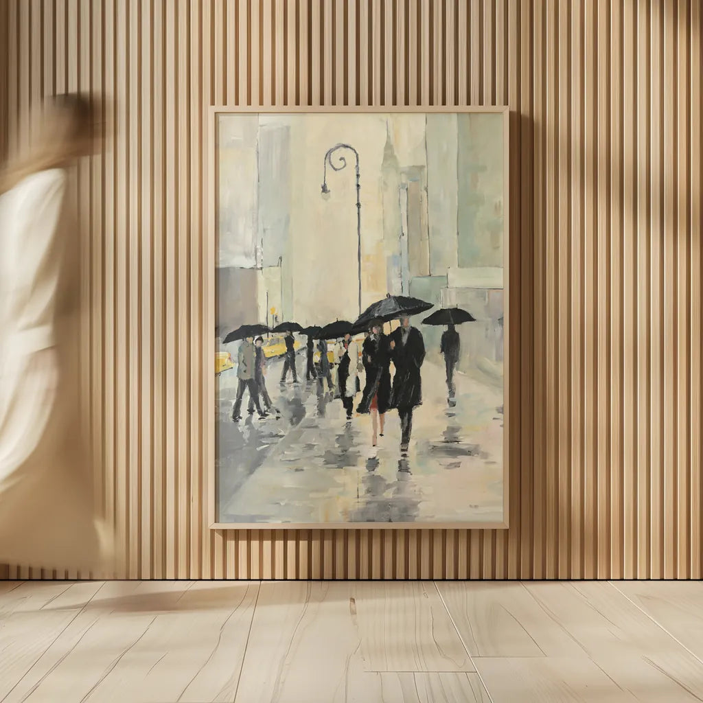 City In The Rain by Avery Tillmon. shown as over sized large wall art. Available as an archival giclee rolled canvas, fine art paper, or poster print. SKU 8919h.