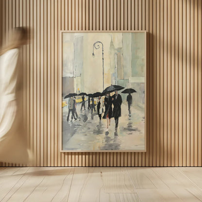 City In The Rain by Avery Tillmon. shown as over sized large wall art. Available as an archival giclee rolled canvas, fine art paper, or poster print. SKU 8919h.