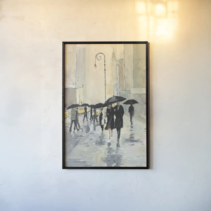 City In The Rain by Avery Tillmon. shown as a paper print in a black flame. Available as a archival giclee rolled canvas, fine art paper, or poster print. SKU 8919h.