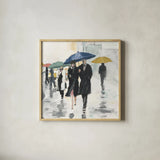 City In The Rain II by Avery Tillmon. Shown in a natural wood glass frame for a timeless modern aesthetic. Available as an archival giclee rolled canvas, fine art paper, or poster print. SKU 54228a.