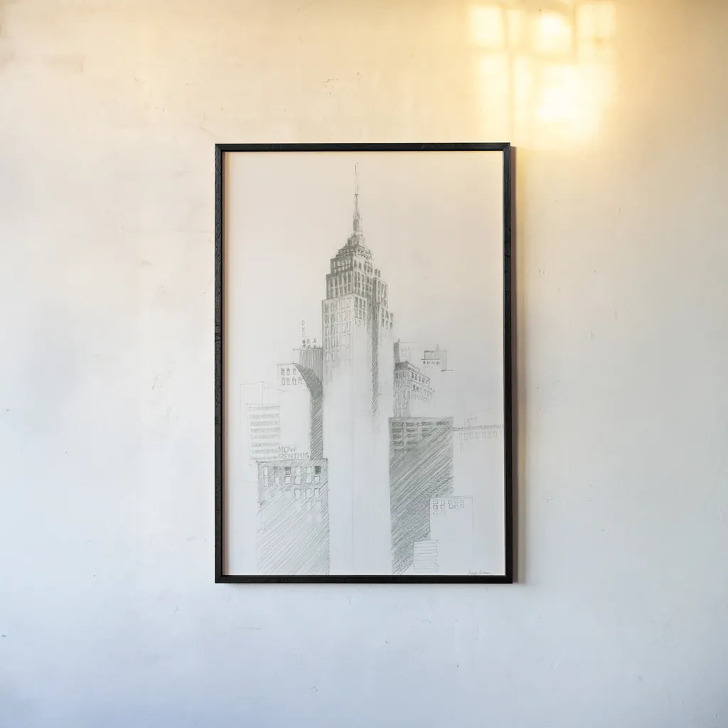 City Sketch I by Avery Tillmon. shown as a paper print in a black flame. Available as a archival giclee rolled canvas, fine art paper, or poster print. SKU 70957h.