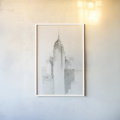 City Sketch I by Avery Tillmon. shown as a paper print in a white frame. Available as a archival giclee rolled canvas, fine art paper, or poster print. SKU 70957h.