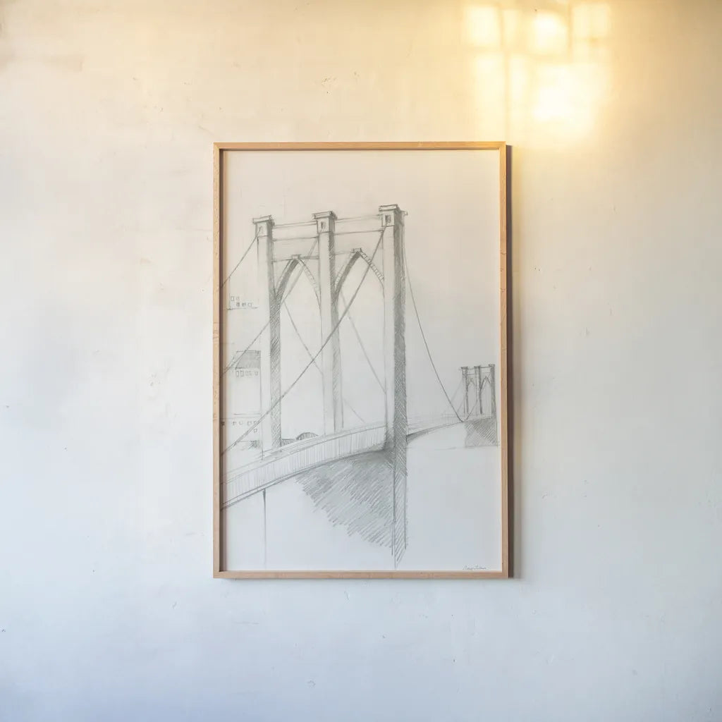 City Sketch II by Avery Tillmon. shown as a paper print in a natural frame. Available as a archival giclee rolled canvas, fine art paper, or poster print. SKU 70958h.