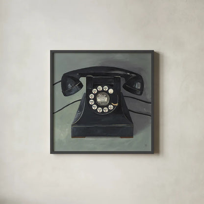 Classic Telephone by Avery Tillmon. Shown in a sleek black glass frame for a contemporary gallery look. Available as an archival giclee rolled canvas, fine art paper, or poster print. SKU 2695a.