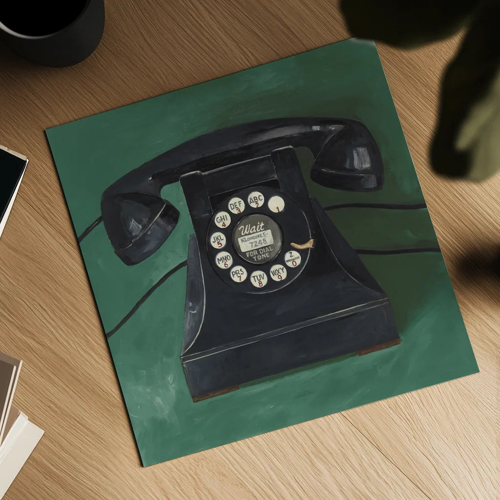 Classic Telephone Emerald by Avery Tillmon. Shown as a detailed flat fine art print, highlighting archival giclee quality. Available as an archival giclee rolled canvas, fine art paper, or poster print. SKU 96708a.
