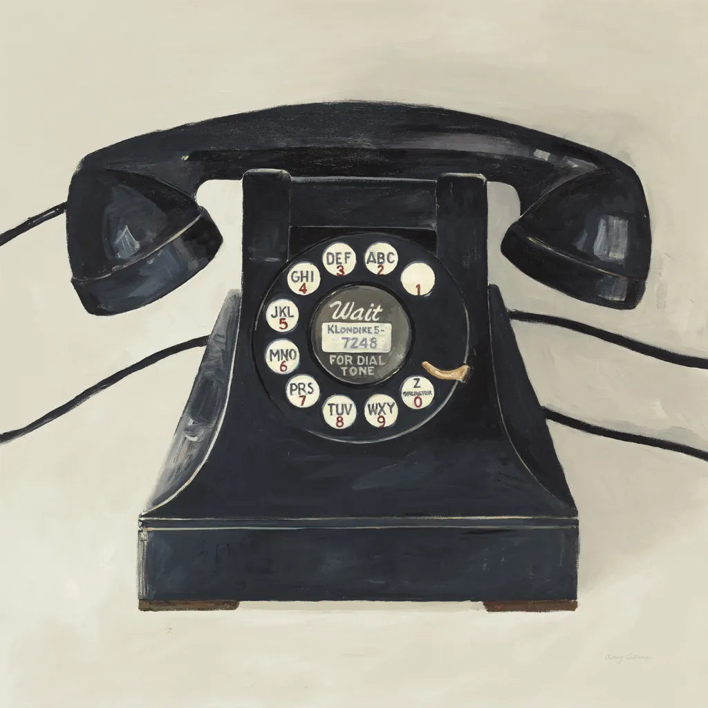 Classic Telephone on Cream by Avery Tillmon. SKU 66714a. Archival Giclee Fine art print for wall decor.