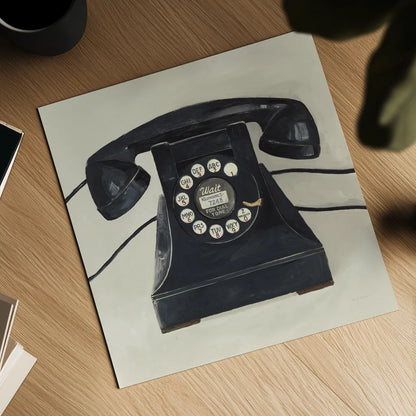 Classic Telephone on Cream by Avery Tillmon. Shown as a detailed flat fine art print, highlighting archival giclee quality. Available as an archival giclee rolled canvas, fine art paper, or poster print. SKU 66714a.