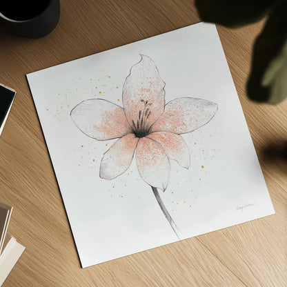 Coral Graphite Flower II by Avery Tillmon. Shown as a detailed flat fine art print, highlighting archival giclee quality. Available as an archival giclee rolled canvas, fine art paper, or poster print. SKU 29755a.