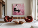 Couture Lady III by Avery Tillmon. Shown as extra-large giant wall art in a modern living room. Available as an archival giclee rolled canvas, fine art paper, or poster print. SKU 35788a.