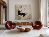 Couture Lady III Cream by Avery Tillmon. Shown as extra-large giant wall art in a modern living room. Available as an archival giclee rolled canvas, fine art paper, or poster print. SKU 35787a.