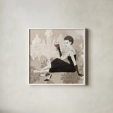 Couture Lady IV Cream by Avery Tillmon. Shown in a crisp white glass frame for a clean and minimalist style. Available as an archival giclee rolled canvas, fine art paper, or poster print. SKU 35785a.