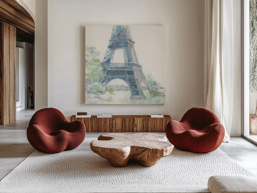 Daybreak Crop by Avery Tillmon. Shown as extra-large giant wall art in a modern living room. Available as an archival giclee rolled canvas, fine art paper, or poster print. SKU 34892a.