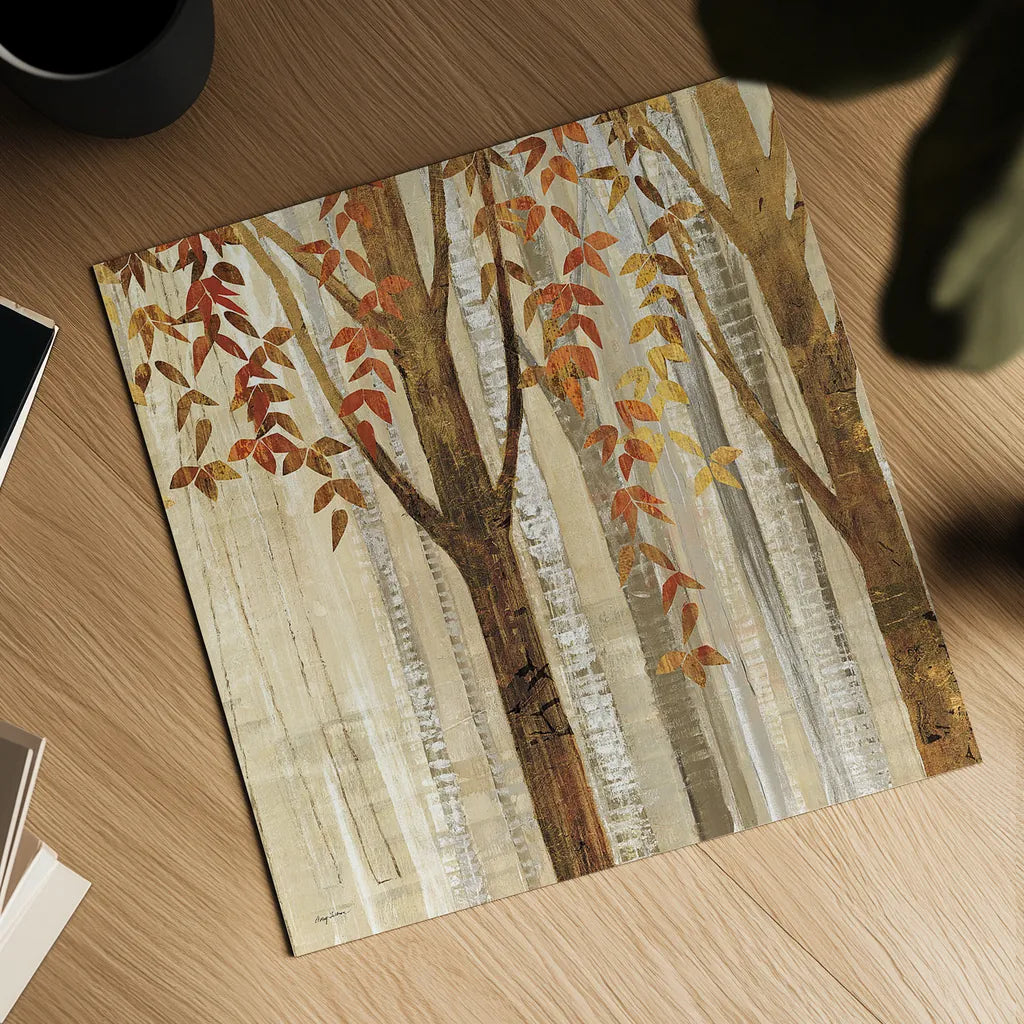 Down to the Woods Autumn Square II by Avery Tillmon. Shown as a detailed flat fine art print, highlighting archival giclee quality. Available as an archival giclee rolled canvas, fine art paper, or poster print. SKU 49551a.