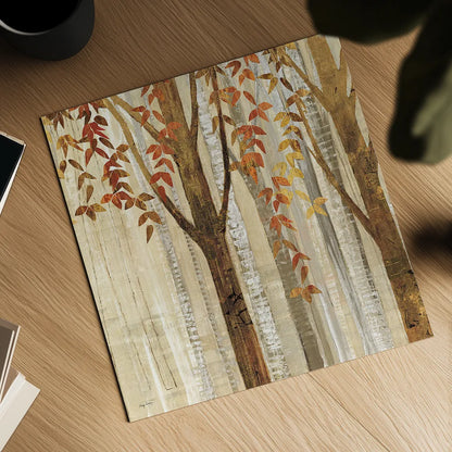 Down to the Woods Autumn Square II by Avery Tillmon. Shown as a detailed flat fine art print, highlighting archival giclee quality. Available as an archival giclee rolled canvas, fine art paper, or poster print. SKU 49551a.