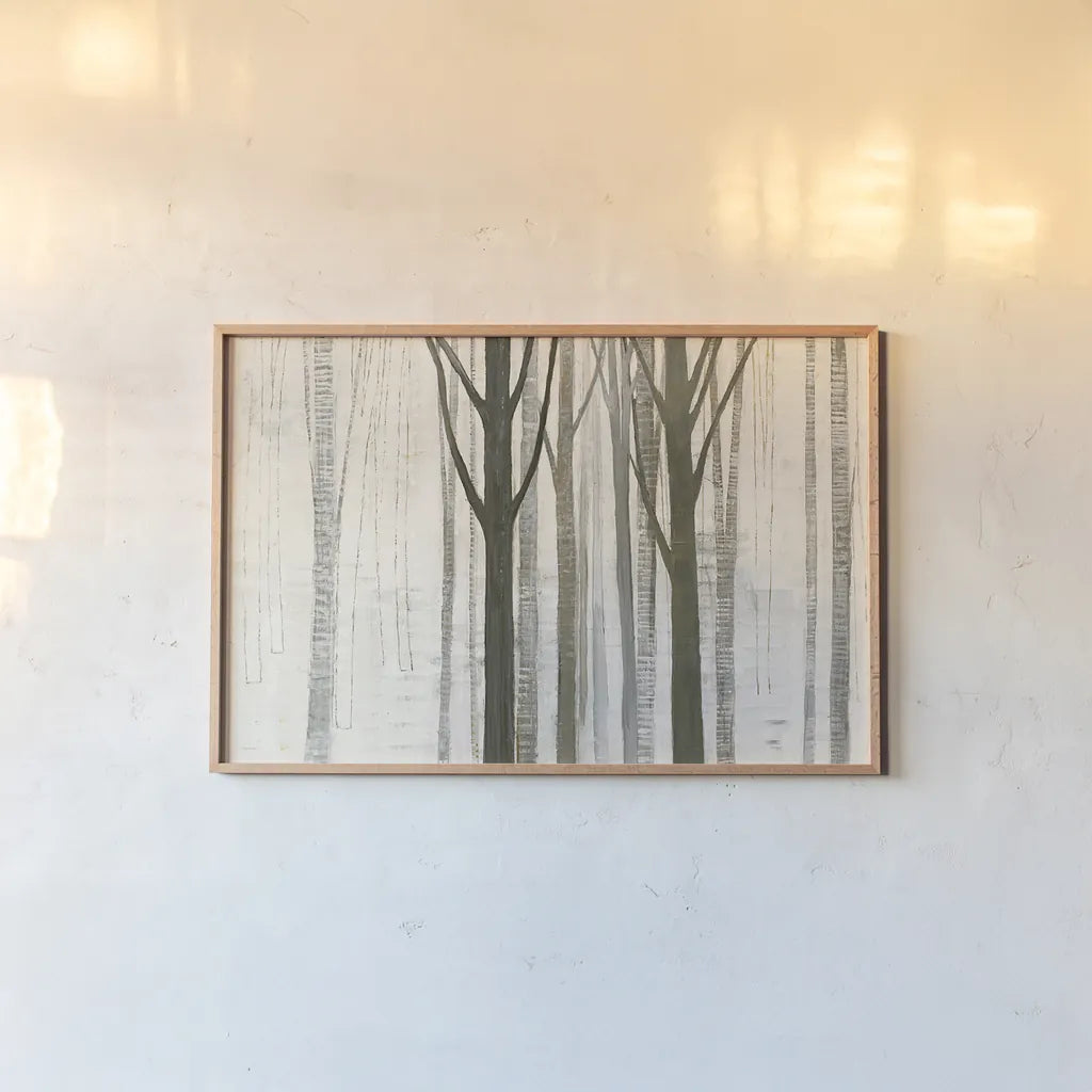 Down to the Woods on White Crop by Avery Tillmon. shown as a paper print in a natural frame. Available as a archival giclee rolled canvas, fine art paper, or poster print. SKU 14224i.