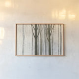 Down to the Woods on White Crop by Avery Tillmon. shown as a paper print in a natural frame. Available as a archival giclee rolled canvas, fine art paper, or poster print. SKU 14224i.