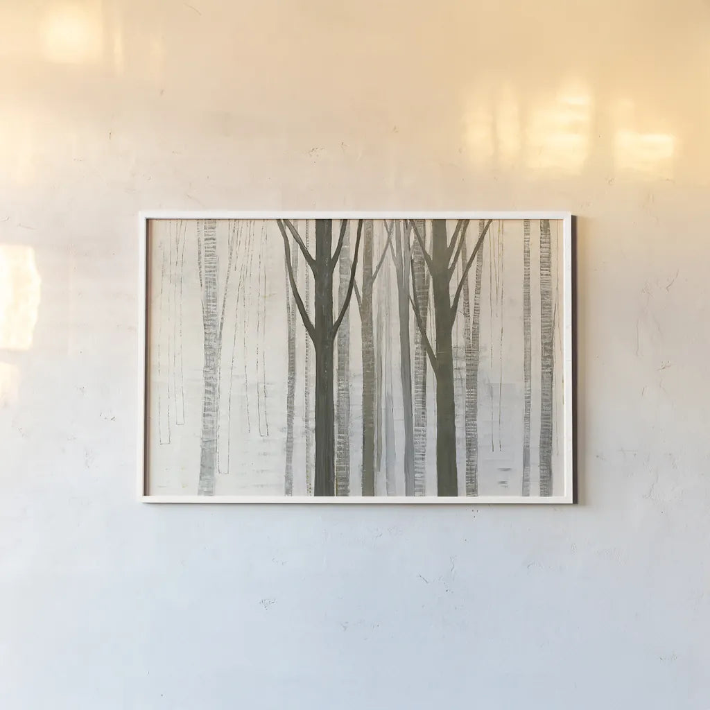 Down to the Woods on White Crop by Avery Tillmon. shown as a paper print in a white frame. Available as a archival giclee rolled canvas, fine art paper, or poster print. SKU 14224i.