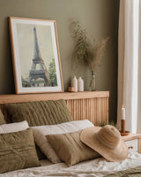 Early Evening Paris by Avery Tillmon. shown as a paper print in a natural frame. Available as a archival giclee rolled canvas, fine art paper, or poster print. SKU 17267h.