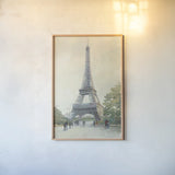 Early Evening Paris by Avery Tillmon. shown as a paper print in a natural frame. Available as a archival giclee rolled canvas, fine art paper, or poster print. SKU 17267h.
