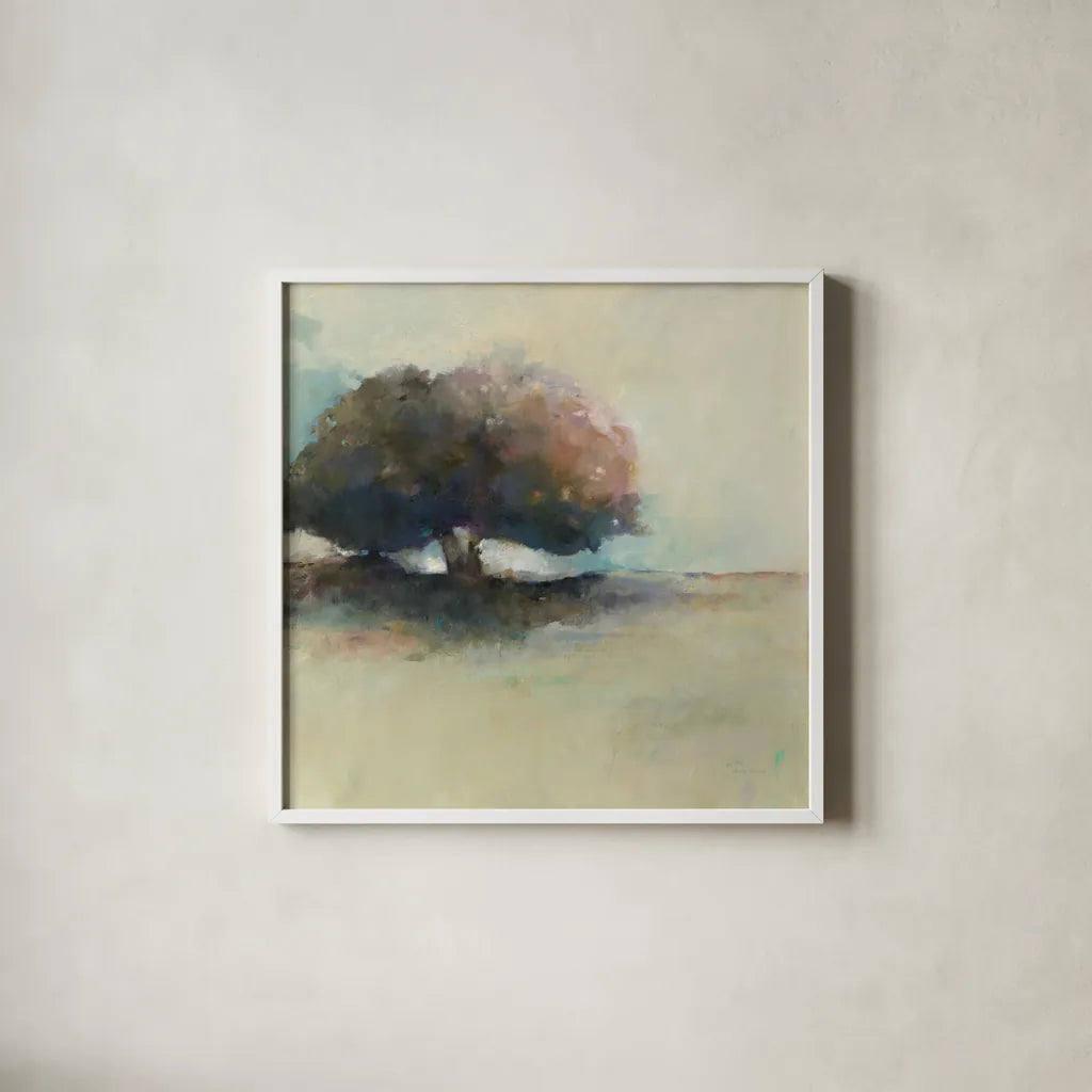 Early Monday by Avery Tillmon. Shown in a crisp white glass frame for a clean and minimalist style. Available as an archival giclee rolled canvas, fine art paper, or poster print. SKU 34376a.