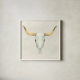 Echoes White Gold by Avery Tillmon. Shown in a crisp white glass frame for a clean and minimalist style. Available as an archival giclee rolled canvas, fine art paper, or poster print. SKU 51746a.