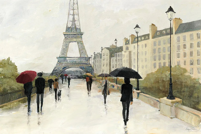 Eiffel in the Rain Marsala Umbrella by Avery Tillmon. SKU 17039i. Archival Giclee Fine art print for wall decor.