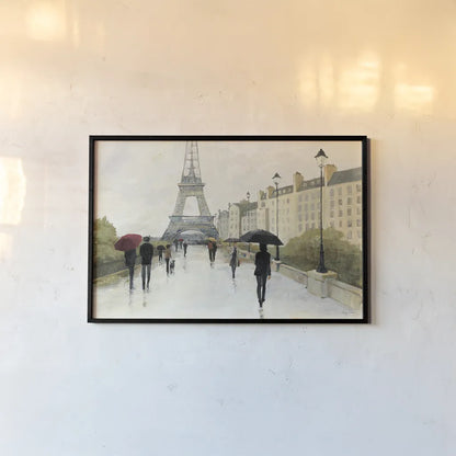Eiffel in the Rain Marsala Umbrella by Avery Tillmon. shown as a paper print in a black flame. Available as a archival giclee rolled canvas, fine art paper, or poster print. SKU 17039i.