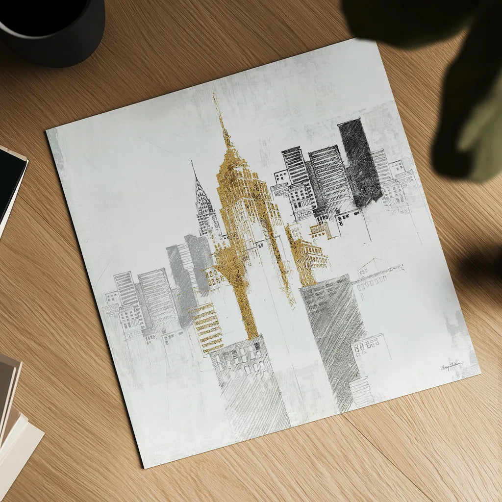 Empire State Building No Words by Avery Tillmon. Shown as a detailed flat fine art print, highlighting archival giclee quality. Available as an archival giclee rolled canvas, fine art paper, or poster print. SKU 49633a.