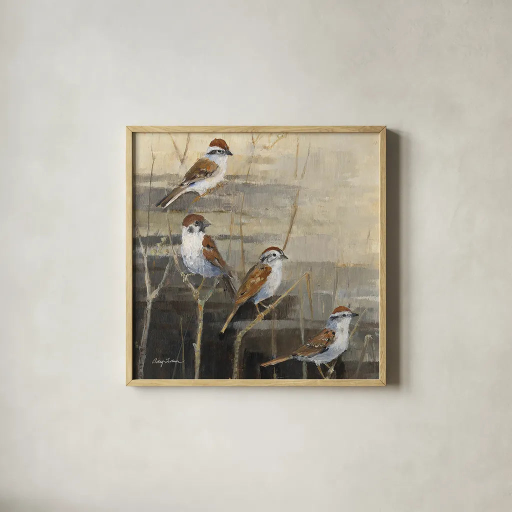 Evening Sanctuary II by Avery Tillmon. Shown in a natural wood glass frame for a timeless modern aesthetic. Available as an archival giclee rolled canvas, fine art paper, or poster print. SKU 13242a.