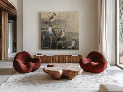 Evening Sanctuary II by Avery Tillmon. Shown as extra-large giant wall art in a modern living room. Available as an archival giclee rolled canvas, fine art paper, or poster print. SKU 13242a.
