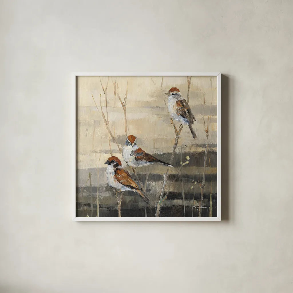 Evening Sanctuary III by Avery Tillmon. Shown in a crisp white glass frame for a clean and minimalist style. Available as an archival giclee rolled canvas, fine art paper, or poster print. SKU 13243a.