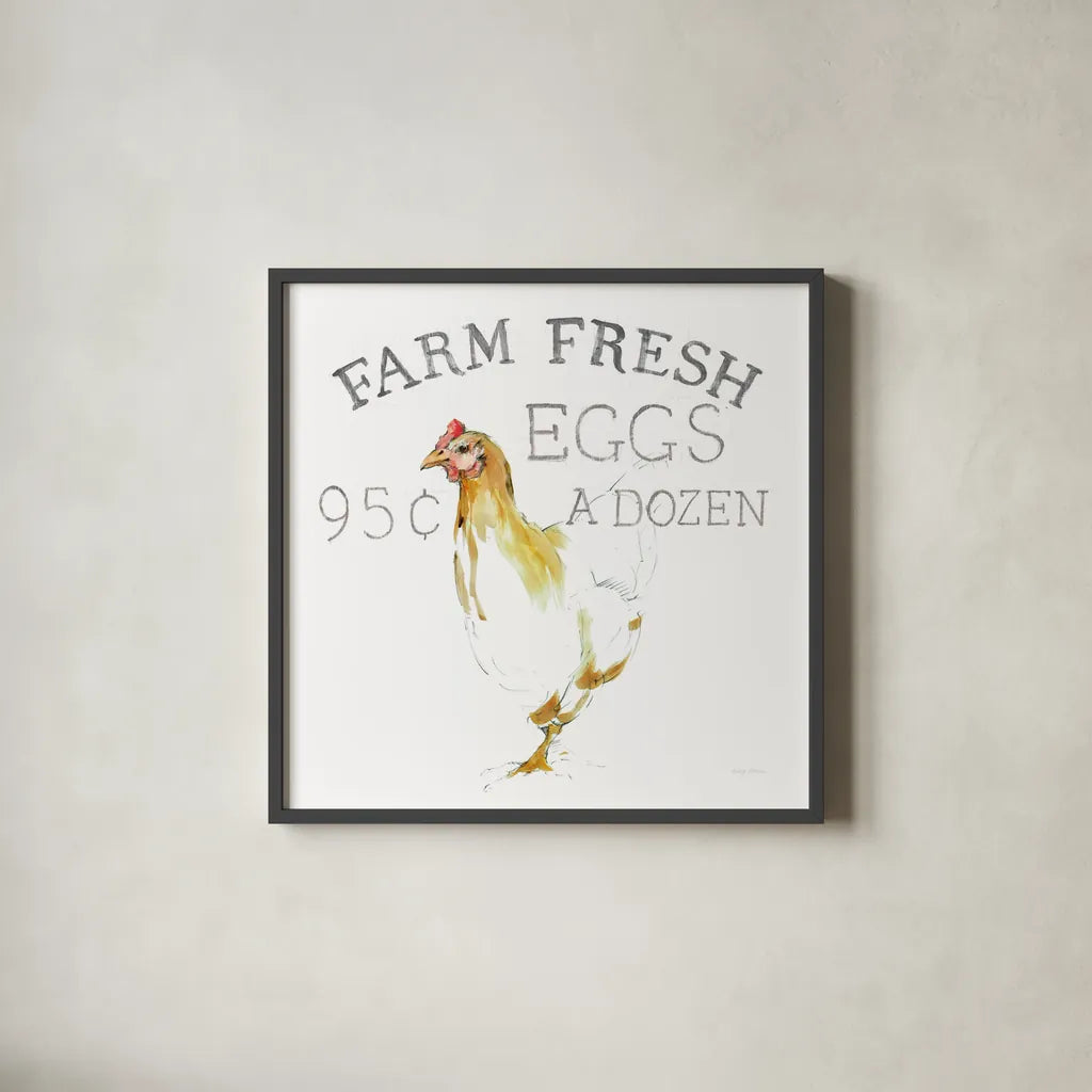 Farm Fresh by Avery Tillmon. Shown in a sleek black glass frame for a contemporary gallery look. Available as an archival giclee rolled canvas, fine art paper, or poster print. SKU 58144a.