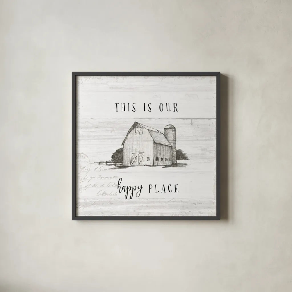 Farm Life IV Shiplap by Avery Tillmon. Shown in a sleek black glass frame for a contemporary gallery look. Available as an archival giclee rolled canvas, fine art paper, or poster print. SKU 38474a.