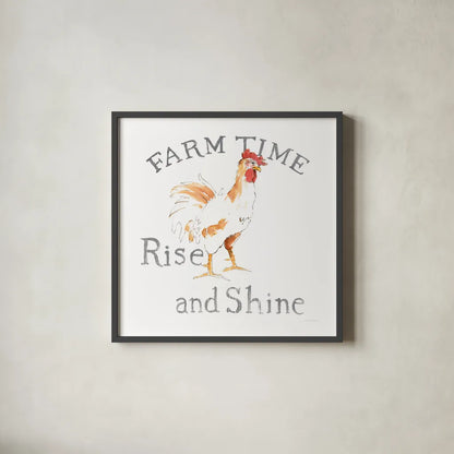Farm Time by Avery Tillmon. Shown in a sleek black glass frame for a contemporary gallery look. Available as an archival giclee rolled canvas, fine art paper, or poster print. SKU 58142a.